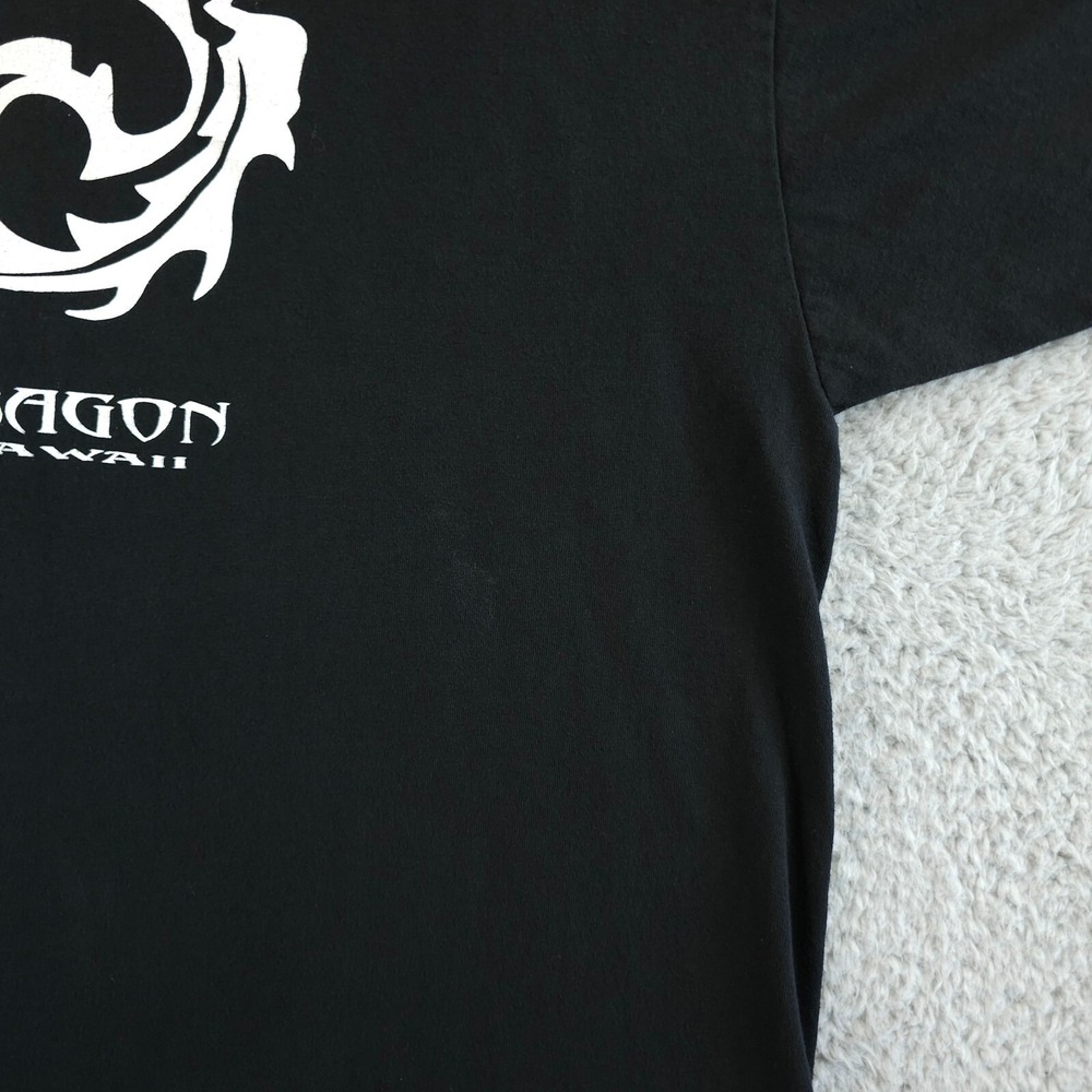 Vintage Hawaii Shirt Mens 2XL Black White Dragon Graphic Crew Neck Y2K Pro Club - Picture 12 of 13